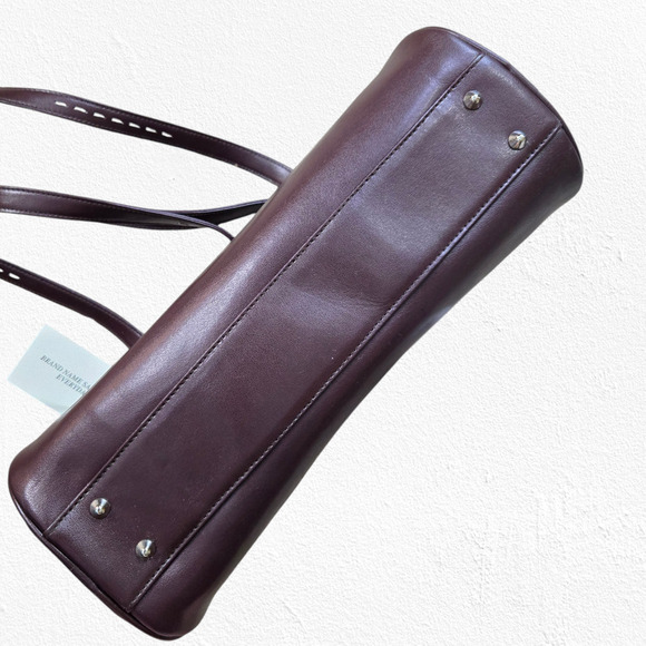 Y2K Vintage BCBG Paris Purple Plum Leather Medicine Footed Satchel Shoulder Bag - Picture 15 of 15